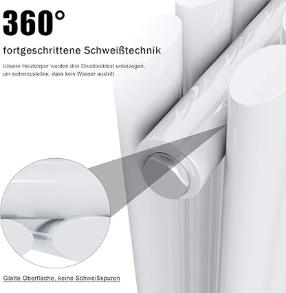 SONNI 600x760 Design radiator badkamer, middenaansluiting Wit