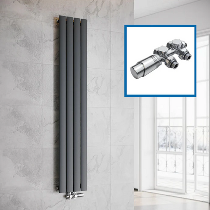 ELEGANT designradiator verticaal dubbel 1600x308 mm 920W Antraciet
