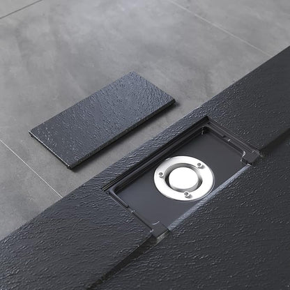 SONNI Douchebak 120x90 zwart 32 mm platte douchebak en antislip structuur inclusief sifon