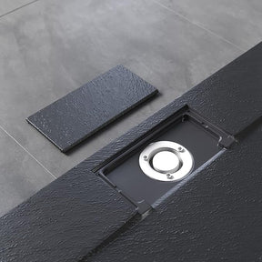 SONNI Douchebak 120x90 zwart 32 mm platte douchebak en antislip structuur inclusief sifon