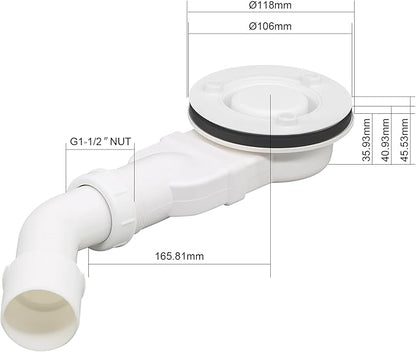 SONNI kwartronde SMC douchebak wit met laag profiel met 550 mm radius