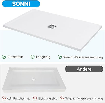 SONNI vierkante douchebak antislip SMC douchebak wit