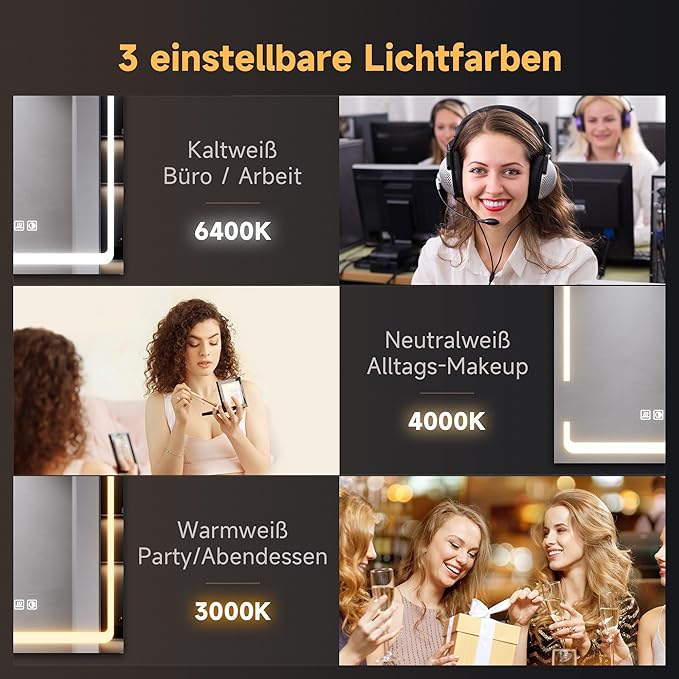 SONNI Spiegelkast 60 × 70 cm met verlichting 2 deuren schakelaar en stopcontact