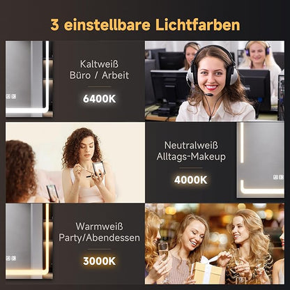 SONNI Spiegelkast 60 × 70 cm met verlichting 2 deuren schakelaar en stopcontact