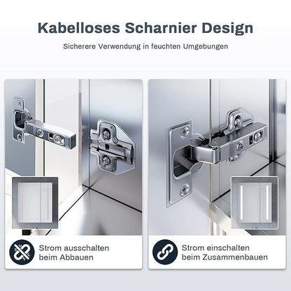 SONNI Spiegelkast 60 × 70 cm met verlichting 2 deuren schakelaar en stopcontact