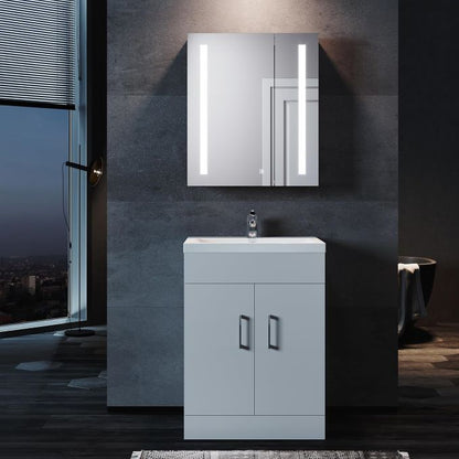 SONNI Spiegelkast 60 × 70 cm met verlichting 2 deuren schakelaar en stopcontact