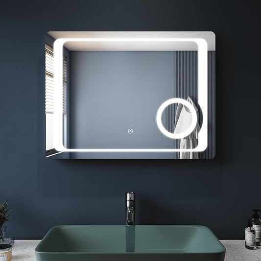 SONNI 80x60cm LED-spiegel badkamerspiegel met verlichting en aanraakschakelaar