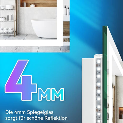 SONNI 80x60cm LED-spiegel badkamerspiegel met verlichting en aanraakschakelaar