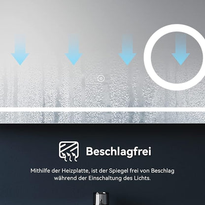 SONNI 80x60cm LED-spiegel badkamerspiegel met verlichting en aanraakschakelaar
