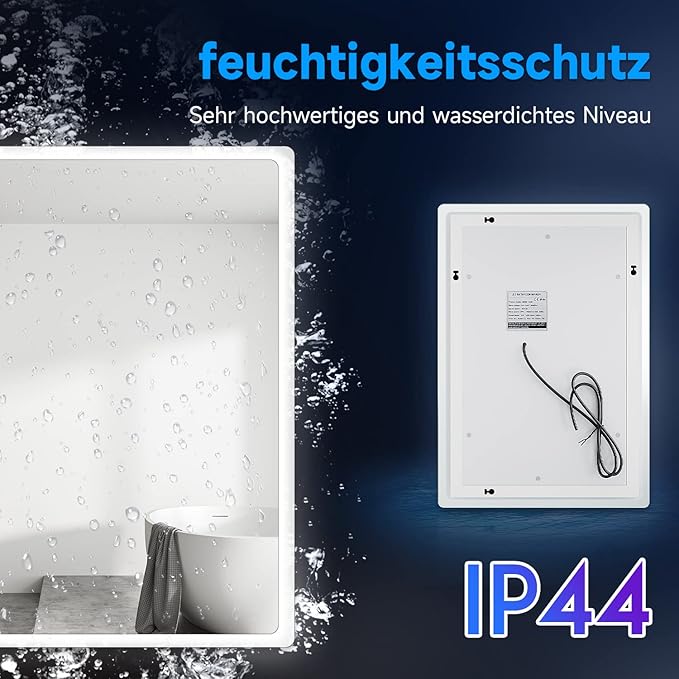 SONNI Led-badkamerspiegel, 80 x 50 cm, spiegel met verlichting en anti-condens