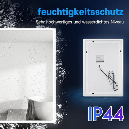 SONNI Led-badkamerspiegel, 80 x 50 cm, spiegel met verlichting en anti-condens