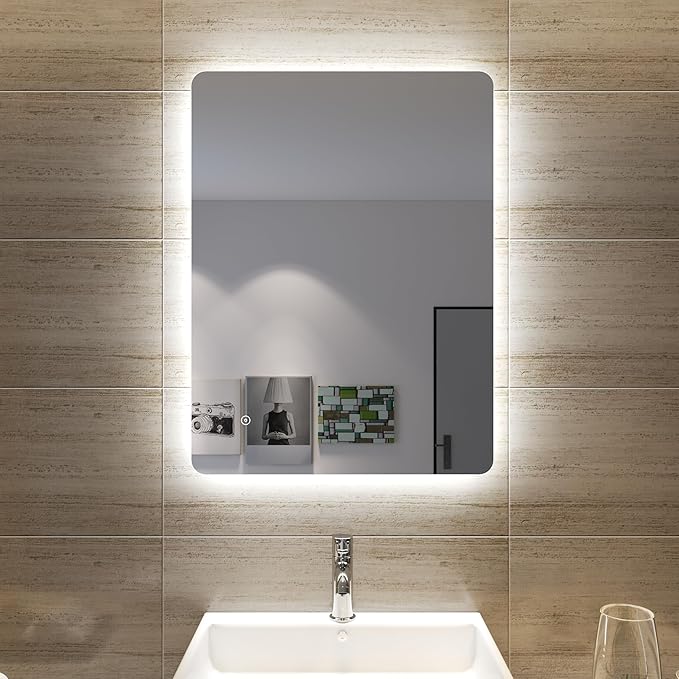 SONNI Badkamer spiegel met verlichting en aanraakschakelaar , 80 x 60 cm