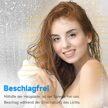 SONNI Badkamerspiegel met verlichting, 120 x 70 cm led-spiegel met anti-condens en bluetooth