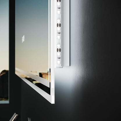 SONNI Badkamerspiegel met verlichting, 120 x 70 cm led-spiegel met anti-condens en bluetooth