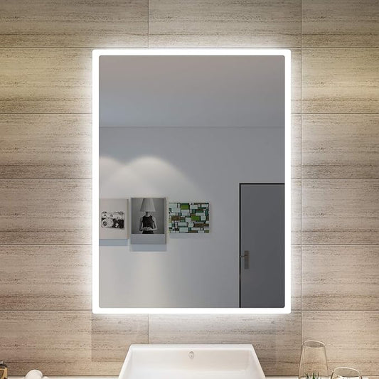 SONNI Badkamerspiegel met verlichting, 80 x 60 cm, koudwit