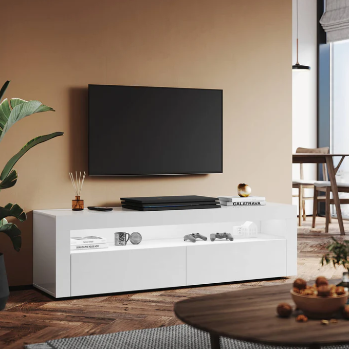 SONNI TV Meubel Wit 155cm met ledverlichting