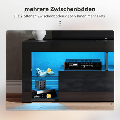 SONNI tv meubel Lowboard zwart met LED-verlichting 140 x 35 x 50,5 cm