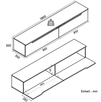 SONNI TV-meubel hangende televisietafel met LED-verlichting Wit