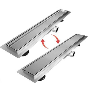 SONNI Dubbelzijdige douchegoot 70 cm complete set platte bodem met geurstop en filter, RVS