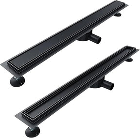 SONNI Douchegoot 90 cm complete set zwart met sifon en filter, RVS