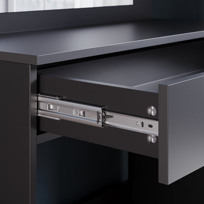SONNI Make-uptafel met kruk, kaptafel met schuifladen voor slaapkamer, zwart